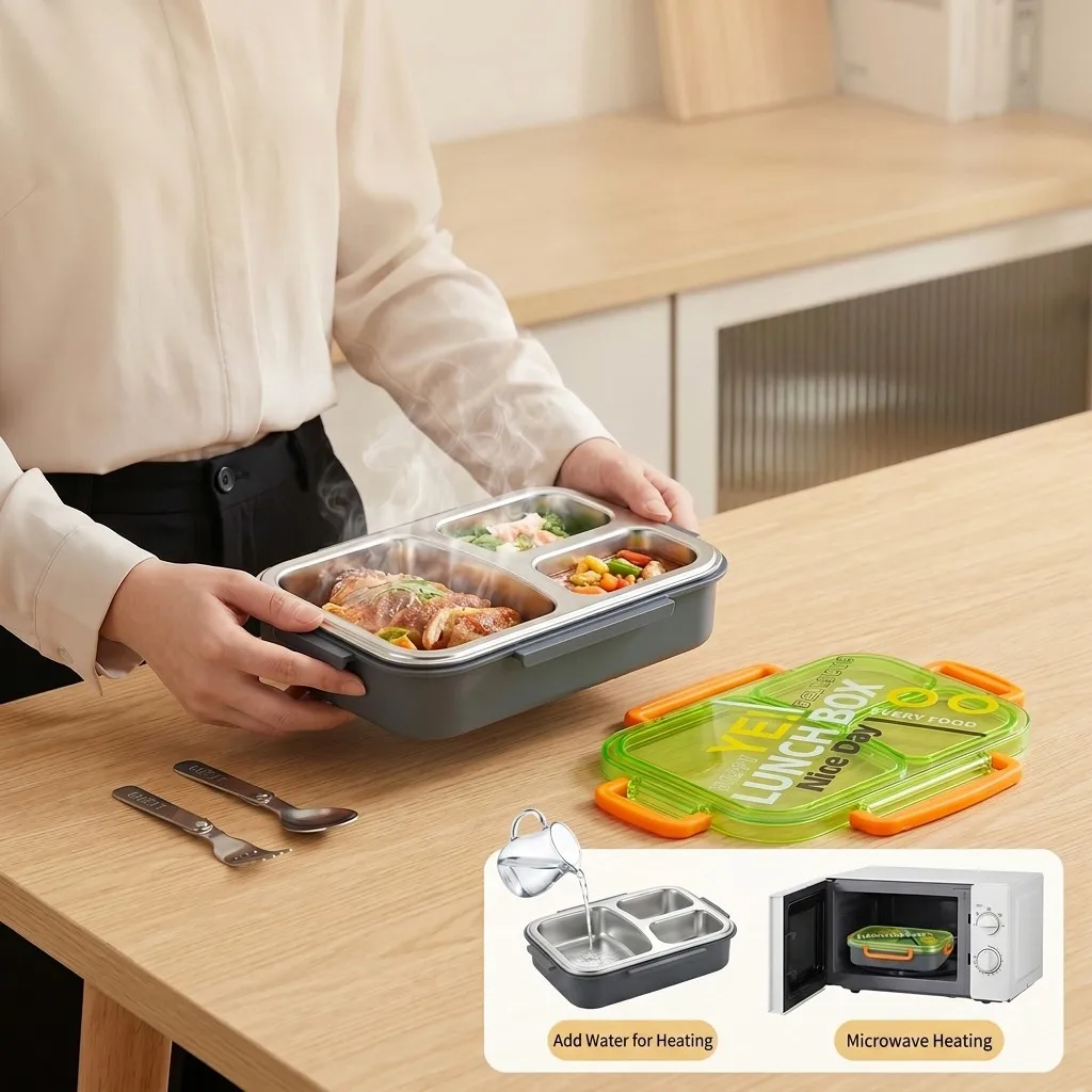 Microwavable 304 Stainless Ste - Meal Prep Or Prep Meal ulasan dan harga