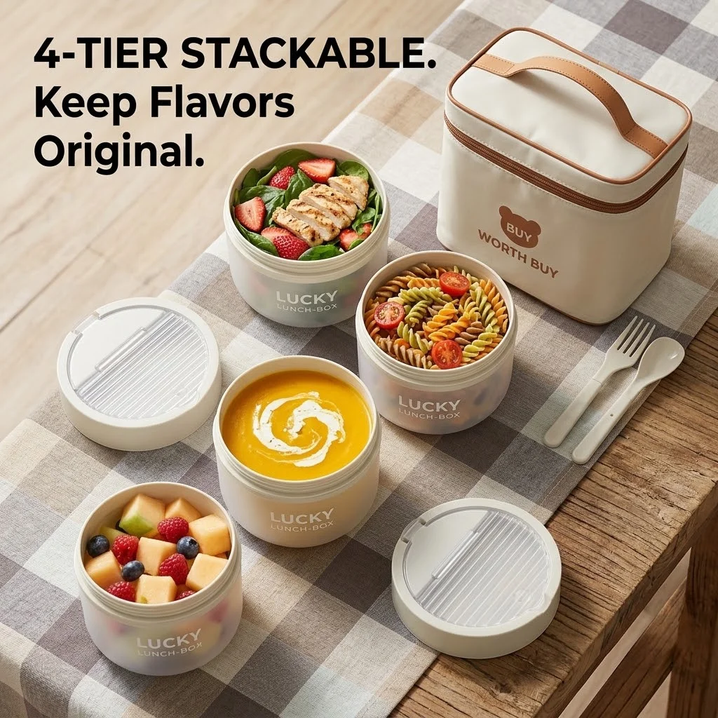 Stackable Plastic Bento Box Se - Meal Prep Or Prep Meal ulasan dan harga