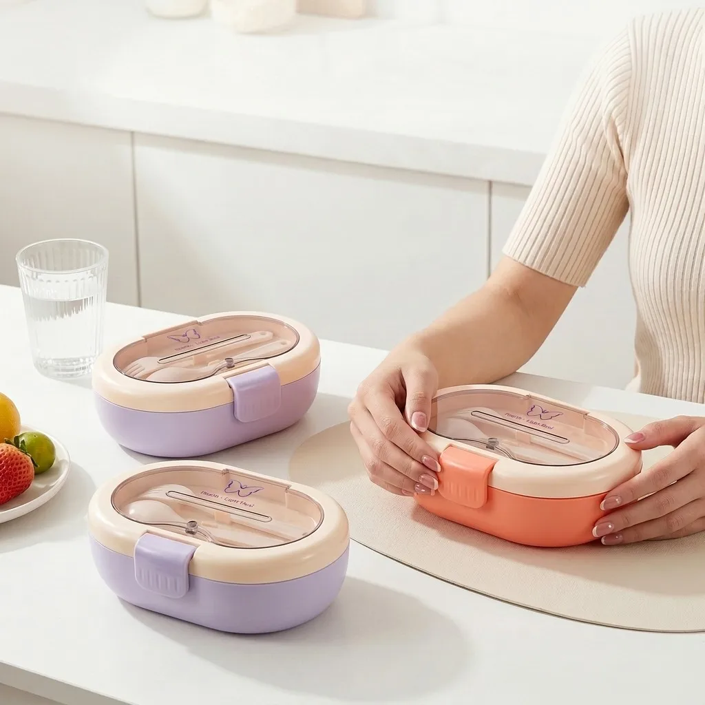 Plastic Bento Box with Cutlery - Meal Prep Or Prep Meal ulasan dan harga