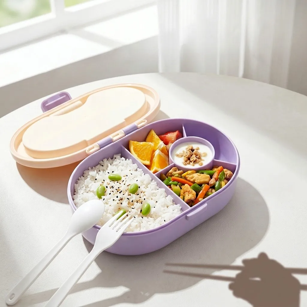 Plastic Bento Box with Cutlery - Meal Prep Or Prep Meal ulasan dan harga